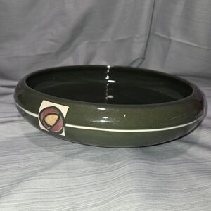 Weller Pottery Green Rosemont Large Shallow Tri-Foot Flower Bowl Plant Dish